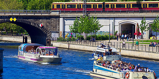 S-Bahn Berlin Monbijou-Park mit sonnenden Gästen