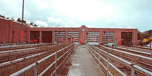 Werk Wannsee Blick vom Treppenaufgang auf die nördliche Halleneinfahrt