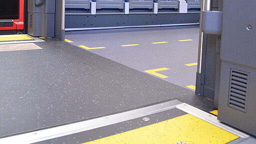 The floor near the entrance sports a darker shade.