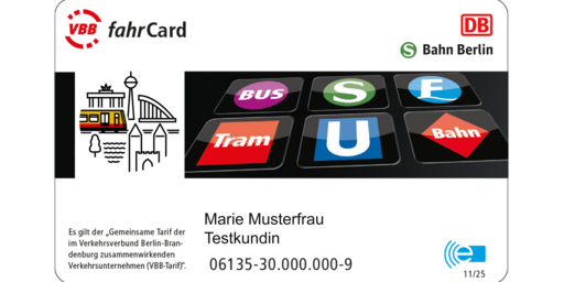 So sieht eine Variante der VBB fahrCard für das Deutschlandticket aus.