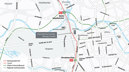 Der zweite Bauabschnitt soll vollständig in einem Tunnel errichtet werden, der durch ein hochsensibles und dicht bebautes Gebiet vom Berliner Hauptbahnhof zum Potsdamer Platz führt.