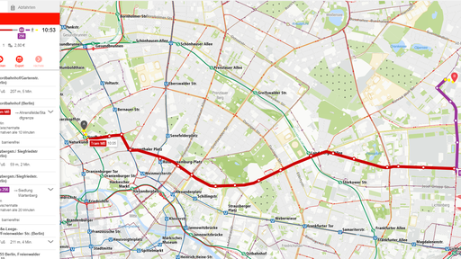 Journey Planner with timetable information Journey planner and timetable information with map showing the route