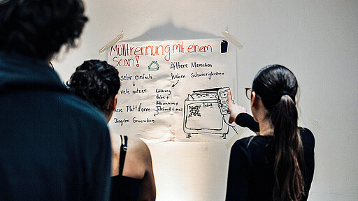 Mülltrennung mit einem Scan Schüler:innen präsentieren während des Young Climathon 2023 ihre Lösungen für reale Herausforderungen im Bereich Klimaschutz in der Hauptstadt.