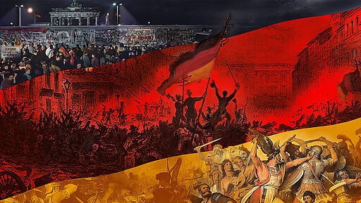 2.000 Jahre - 12 Epochen Die Deutschlandfahne als Symbol für eine Zeitreise durch zwölf Epochen der deutschen Geschichte.