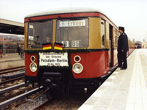 Wiedereröffnung der S-Bahn-Strecke von Potsdam nach Berlin-Erkner am 01.04.1992