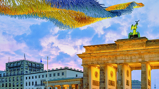 Kunstinstallation am Brandenburger Tor Die Kunstinstallation "Vision in Motion" mit Botschaften von 30.000 Bürgern.