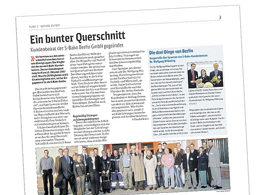 Ein bunter Querschnitt Beitrag der Ausgabe 20/2007 der punkt 3 zur Gründung de Kundenbeirats der S-Bahn Berlin