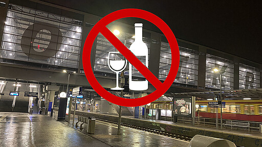 Bundesweites Alkoholverbot Auf sämtlichen DB-Bahnhöfen wird bis zum 15. Oktober 2026 schrittweise ein Verbot von Alkoholkonsum eingeführt.