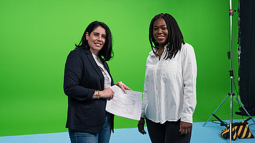 Bauvideo-Dreh Ursula Sánchez Monzón und Kelly Boachie