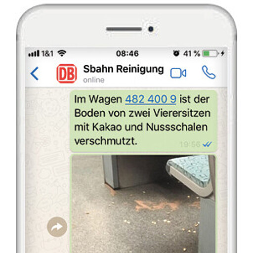 Schmutzmeldung So können Sie per WhatsApp Bescheid sagen, wo das Reinigungsteam gebraucht wird.