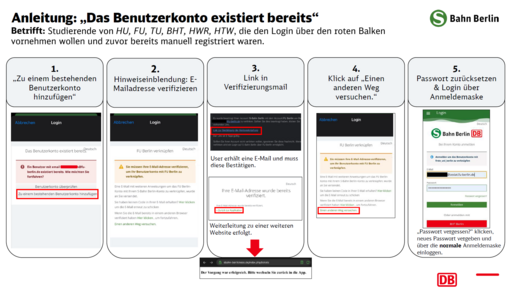 Hilfe bei Fehlermeldung Anleitung zum Einloggen, wenn Sie die Meldung bekommen, dass Ihr Konto bereits existiert