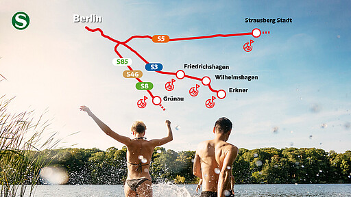 Sommerangebot von DB Call a Bike Fünf S-Bahnhöfe im Berliner Umland bekommen vom 27. Juni bis zum 3. Oktober Pop-Up-Radstationen.