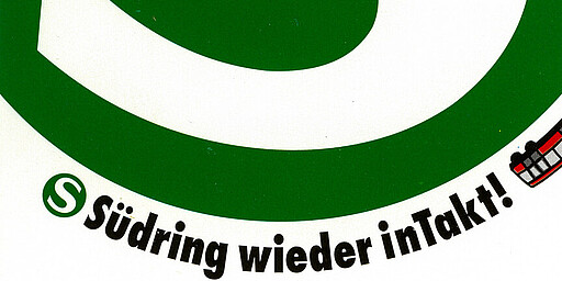 Südring Aufkleber zur Reaktivierung des Südrings 1993