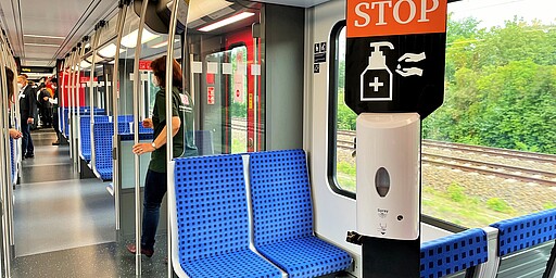 Disinfection Unit There was a dispenser with disinfectant in the vaccination train.