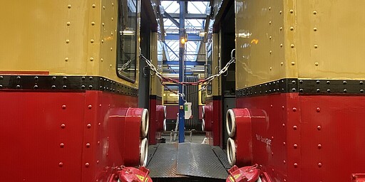 Werk Wannsee Der aktuelle Hilfsgerätezug 2023 mit Triebwagen der Baureihe 478