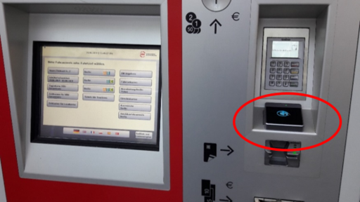 Kontaktlose Zahlfunktion an Automaten.