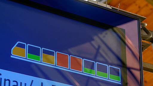 S-Bahn Berlin pilot project - light sensor shows passengers how much space is available on the train.