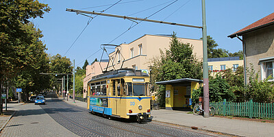 Seit 1913 fahren die Triebwagen der Woltersdorfer Straßenbahn zwischen Woltersdorfer Schleuse und S-Bahnhof Rahnsdorf.