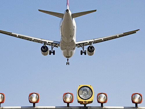 Aeroplane A plane in landing flight photographed from below