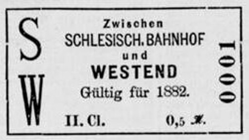 Kopie des allerersten Billets der „Berliner Stadtbahn“, Quelle: „Berliner Tageblatt“ vom 8. Februar 1882