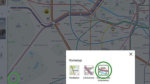 Tourismus-Liniennetz Wer sich das Tourismus-Liniennetz genauer ansehen will, wird mit einem Klick auf das Kartensymbol fündig.