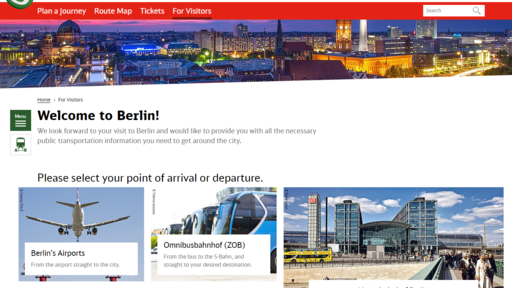 Tourists and Berlin visitors section Section for tourists and Berlin visitors with information about route planning and ticket purchase