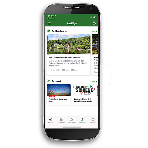 Screenshot: "Ausflüge" der S-Bahn Berlin App
