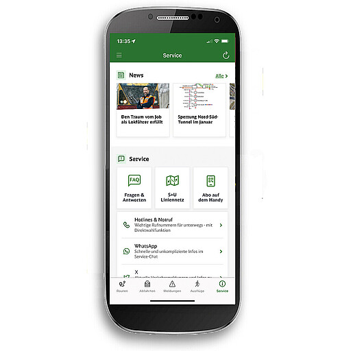 Screenshot: "Service" der S-Bahn Berlin App
