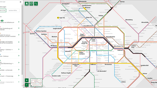 Interactive Route Network Interactive Route Network with visualisation of current disruptions and construction measures