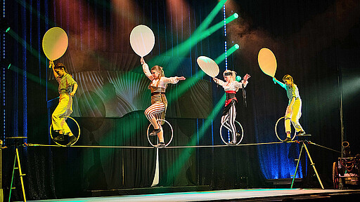 Schneewittchen mal anders Artistische Märchenadaption im Wintergarten Berlin: Der Kinderzirkus CABUWAZI Springling zeigt ein humorvolles Varieté rund um Selbstliebe, Zauberspiegel und sieben eigenwillige Zwerge.