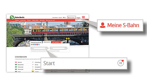 "Meine-S-Bahn" Wer sich auf unserer Website einloggt, kann auf besondere Features bei der Fahrplanauskunft zurückgreifen.
