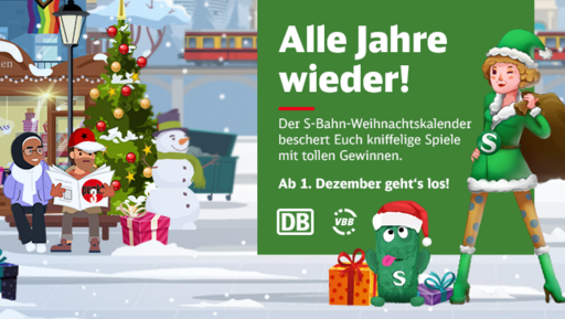 Der jährliche S-Bahn-Weihnachtskalender startet wieder ab 1. Dezember.