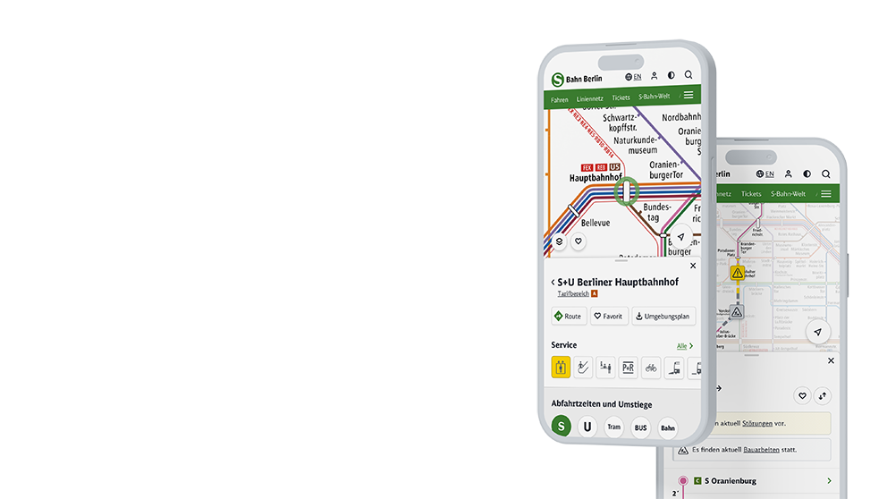 Abbildung Liniennetz auf einem mobilen Telefon